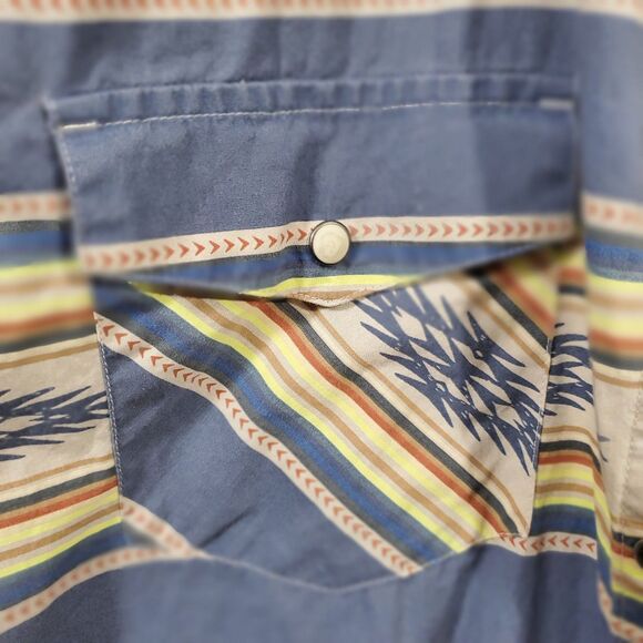 Ariat Retro Fit Mens Shirt XXL Striped Aztec w/ Pearl Snap Buttons Southwestern - Picture 15 of 16